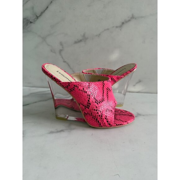 LEMONADE Cotton Candy Snake Pront Lucite Wedges Sandals Size 6.5 - Picture 7 of 7
